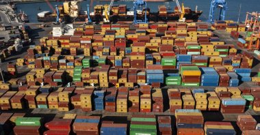 Containers are seen at the Port of Izmir in western Türkiye, Dec. 22, 2021. (AA Photo)