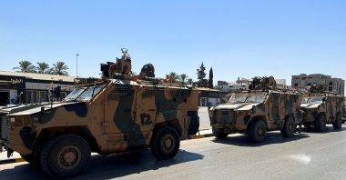 Military vehicles of the Libyan armed unit, 444 Brigade, backing the Government of National Unity (GNU) and Prime Minister Abdul Hamid Dbeibah, prepare to enter the area of clashes to resolve the conflict in Tripoli, Libya Aug. 27, 2022. (Reuters File Photo)