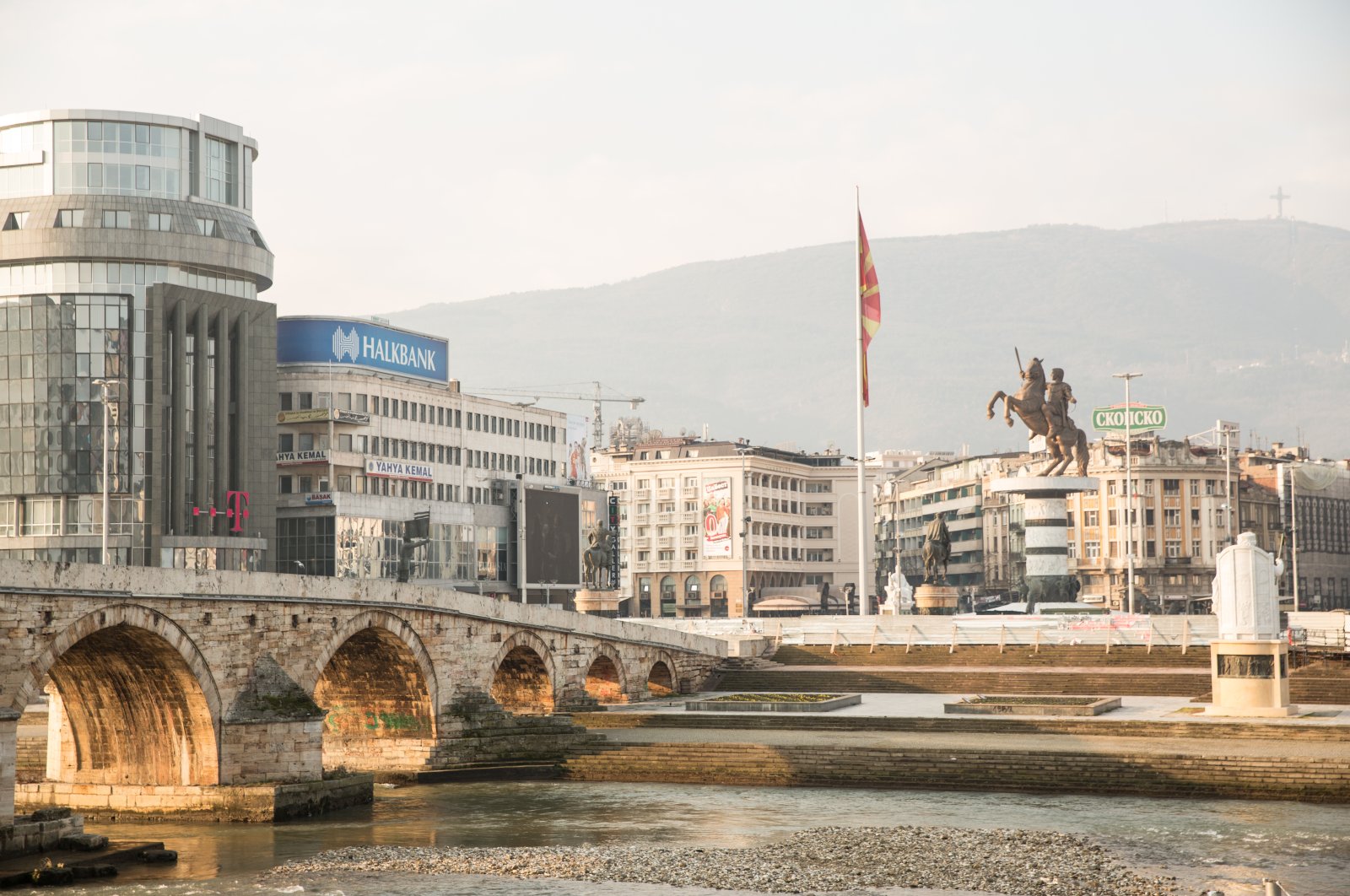 A view from Skopje with Turkish signboards, Macedonia, Feb. 28, 2015. (Getty Images Photo)