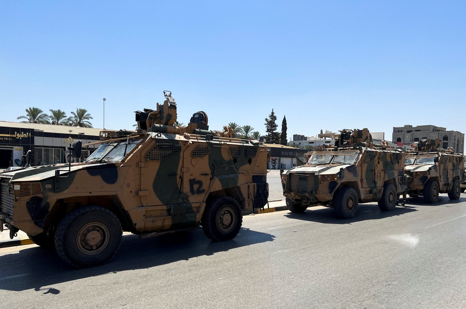 Military vehicles of the Libyan armed unit, 444 Brigade, backing the Government of National Unity (GNU) and Prime Minister Abdul Hamid Dbeibah, prepare to enter the area of clashes to resolve the conflict in Tripoli, Libya Aug. 27, 2022. (Reuters File Photo)