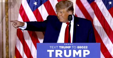 Former U.S. President Donald Trump speaks at the Mar-a-Lago Club in Palm Beach, Florida, U.S., Nov. 15, 2022. (AFP Photo)