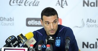 Argentina head coach Lionel Scaloni attends a press conference as part of their preparation for the FIFA World Cup Qatar 2022, United Arab Emirates, Nov.15, 2022. (EPA Photo)