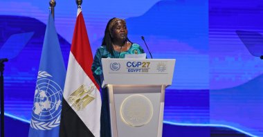 Ugandan Minister of Energy and Mineral Development Ruth Nankabirwa Ssentamu speaks at the COP27 climate conference in Sharm el-Sheikh, Egypt, Nov. 15, 2022. (AFP Photo)