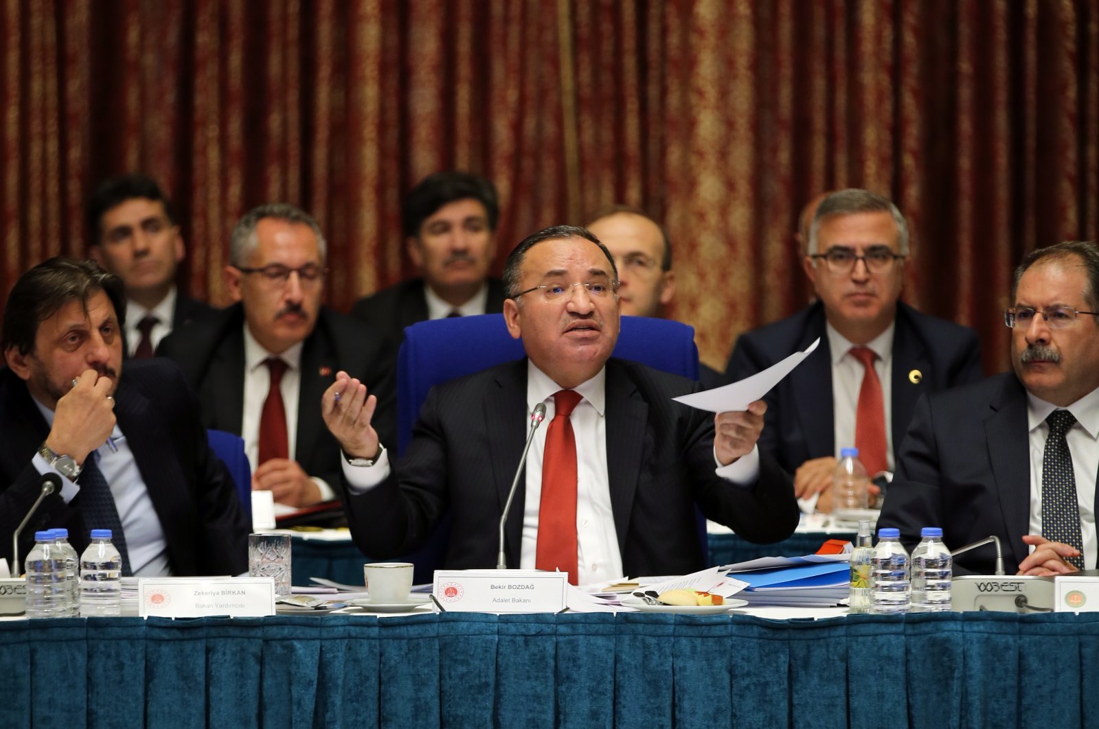 Justice Minister Bekir Bozdağ (C) answers questions from lawmakers at Parliament, Ankara, Türkiye, Nov. 15, 2022. (AA Photo)