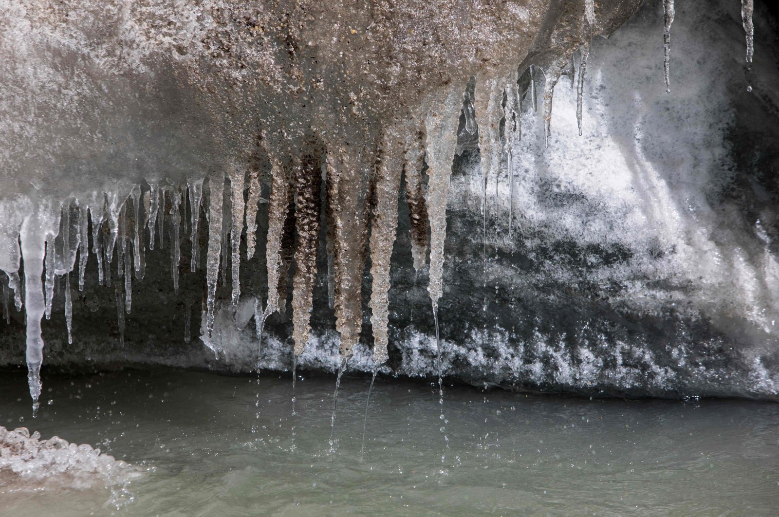 Ice melts from the Gangotri glacier, which is believed to be the source of the Ganges River, at Gangotri National Park, India, Oct. 19, 2022. (AFP Photo)