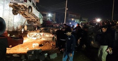 A view of a scene after a large gas cylinder exploded in a residential area in the northern Iraqi city of Sulimaniyah, Iraq, Nov. 17, 2022. (Reuters Photo)