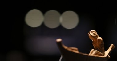 The 2,400-year-old statuette depicting the ferryman of the dead, Charon, on display for the first time at the Izmir Archeology Museum, Türkiye, Nov. 15, 2022. (AA Photo)