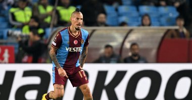 Trabzonspor's Marek Hamsik during the UEFA Europa League Group H match between Trabzonspor and Ferencvaros at Şenol Günes Stadium, Trabzon, Türkiye, Nov. 3, 2022. (Getty Images Photo)