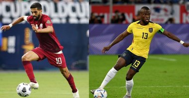 This photo collage shows Qatar's Hassan al-Haydos (L) and Ecuador's Enner Valencia. (Getty Images Photo)