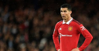 Manchester United's Portuguese striker Cristiano Ronaldo looks on during the English Premier League football match between Everton and Manchester United at Goodison Park in Liverpool, England, Oct. 9, 2022. (AFP File Photo)