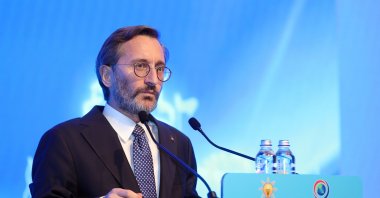 Presidential Communications Director Fahrettin Altun speaks at the International Conference of Asian Political Parties (ICAPP), Istanbul, Türkiye, Nov. 18, 2022. (AA Photo)