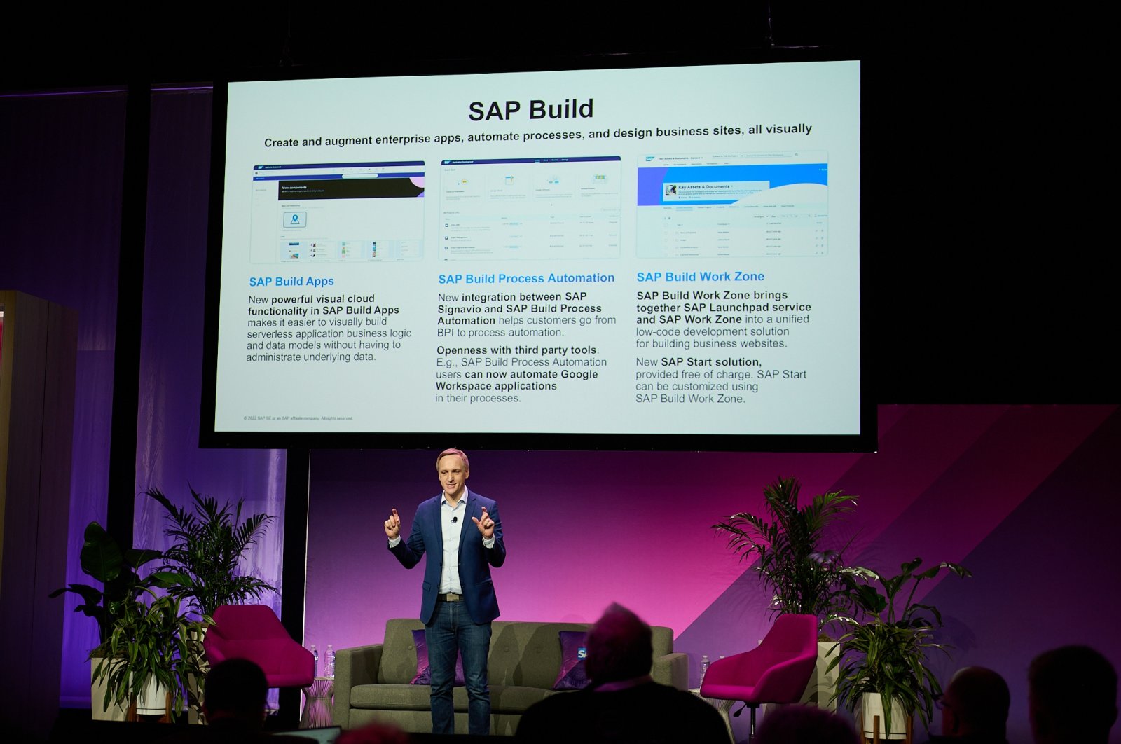 Juergen Mueller, chief technology officer and member of the executive board of SAP, speaks during the SAP TechEd conference in Las Vegas, Nevada, U.S., Nov. 15, 2022. (Courtesy of SPA)