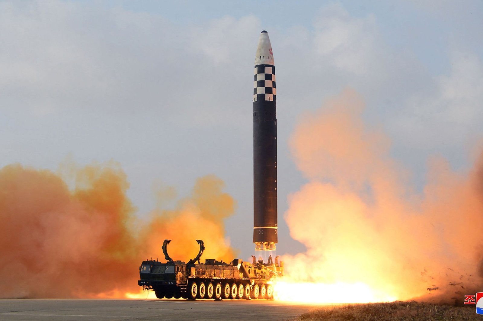This picture taken on Nov. 18, 2022, and released by North Korea&#039;s official Korean Central News Agency (KCNA) on Nov. 19, 2022, shows the launch of North Korea&#039;s new intercontinental ballistic missile (ICBM) "Hwasong Gun 17," at Pyongyang International Airport, North Korea. (AFP Photo)