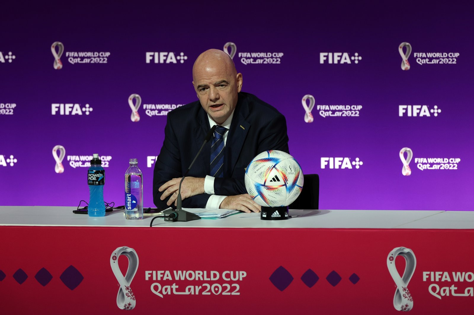 FIFA President Gianni Infantino addresses a press conference in Doha, Qatar, Nov. 19, 2022. (EPA Photo)