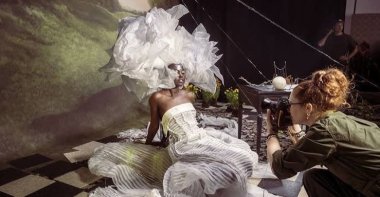 Australian photographer Emma Summerton shooting the 2023 Pirelli calendar, "Love Letters to the Muse,” New York, U.S., Nov. 17, 2022. (Photo by Funda Karayel)