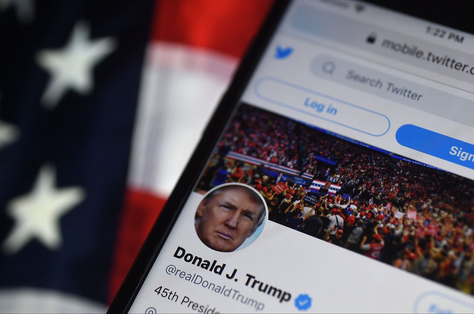 In this file photo illustration the Twitter account of former U.S. President Donald Trump is displayed on a mobile phone in Arlington, Virginia, U.S., Aug.,10, 2020. (AFP Photo)