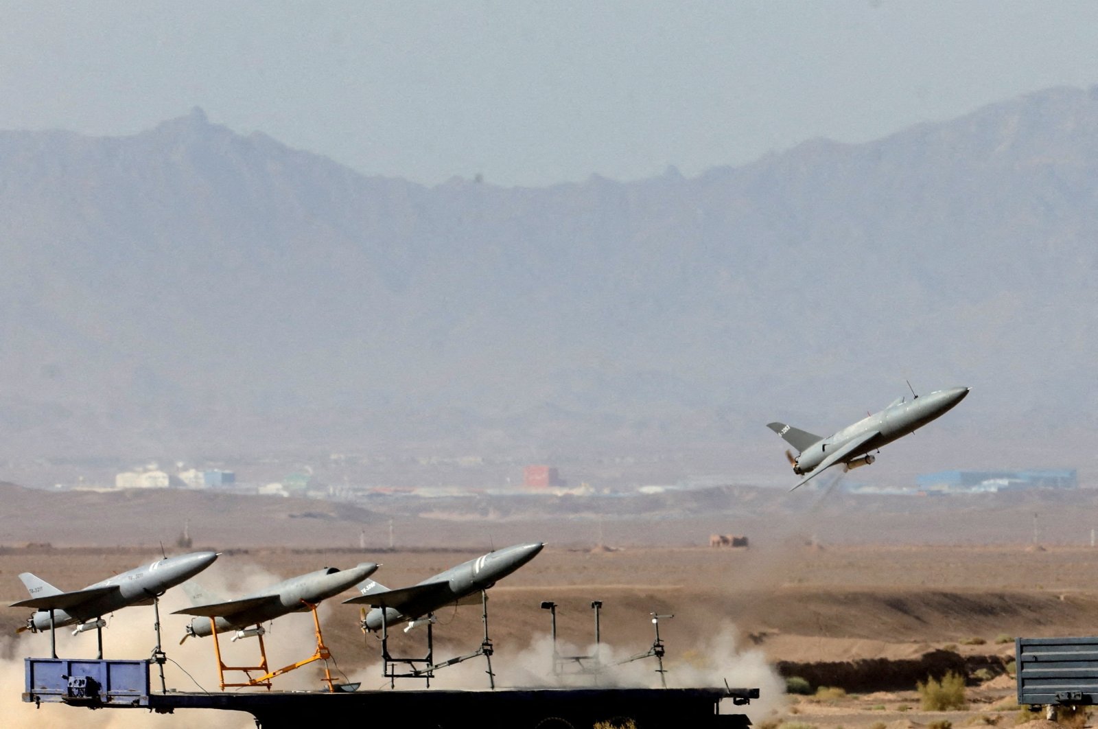 A drone is launched during a military exercise in an undisclosed location in Iran, in this handout image obtained via the Iranian military, Aug. 25, 2022. (Reuters Photo)
