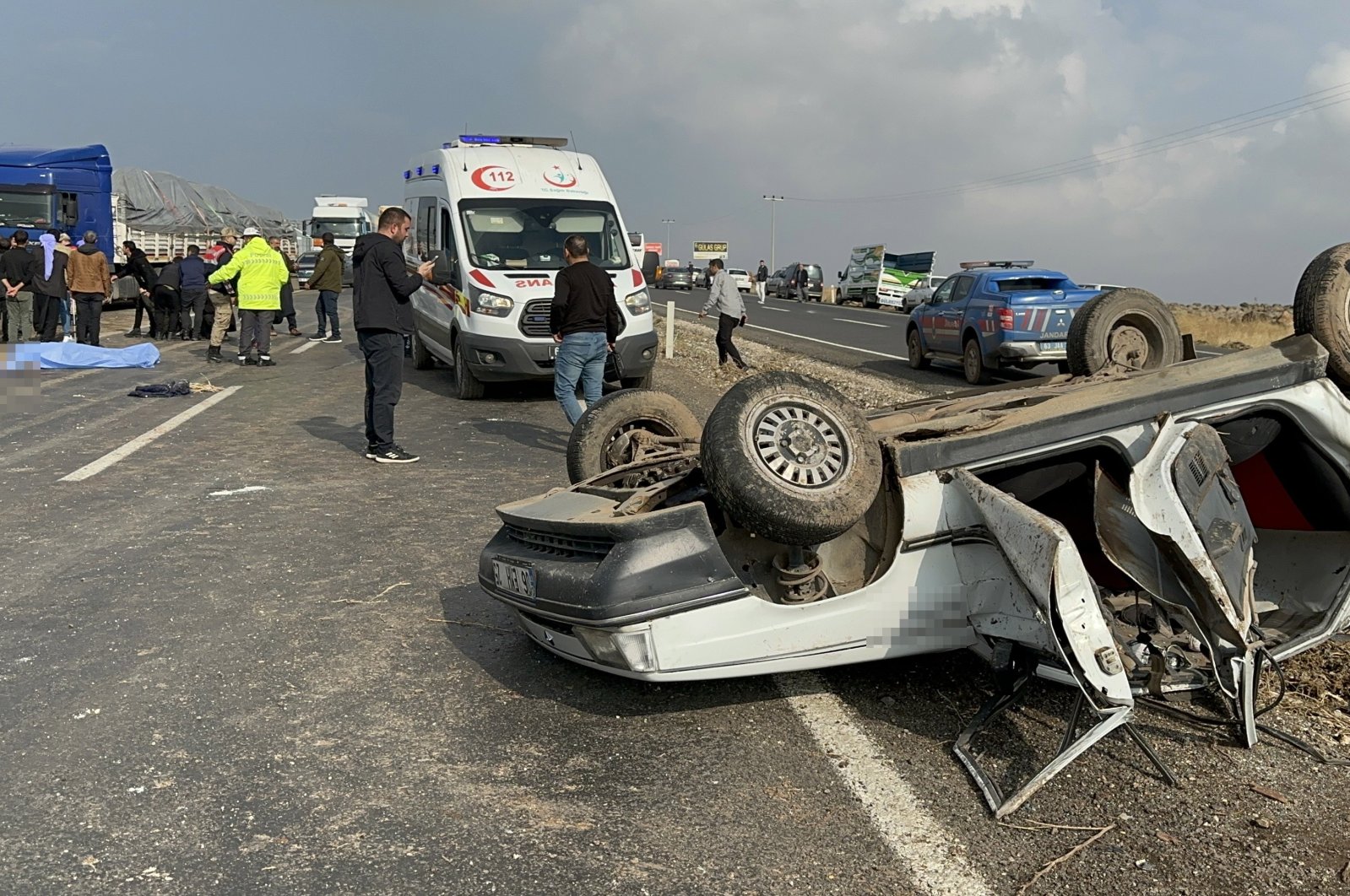 Scene of a traffic accident, in Siverek, Şanlıurfa, southeastern Türkiye, Nov. 19, 2022. (İHA Photo) 