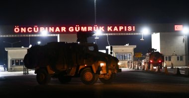 Ambulances and security forces are dispatched to Türkiye's southeastern Kilis border gate into northern Syria following a rocket attack on Nov. 20, 2022. (AA Photo)