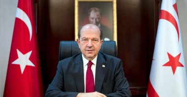 Turkish Republic of Northern Cyprus (TRNC) President Ersin Tatar comments on Operation Claw-Sword launched by the Turkish Armed Forces (TSK) against terrorist bases in northern Syria and Iraq, TRNC, Nov. 20, 2022. (AA Photo)