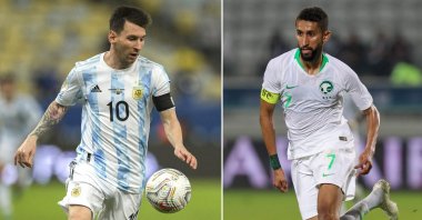 Collage of Argentina's Lionel Messi (L) and Saudi's midfielder Salman al-Faraj (R) ahead of Argentina v Saudi Arabia match. Doha, Qatar. (AFP)