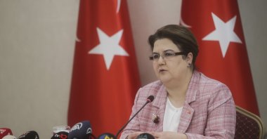 Family and Social Services Minister Derya Yanık attends a press conference as part of the "Week for the Elimination of Violence Against Women," Ankara, Türkiye, Nov. 21, 2022. (AA Photo)