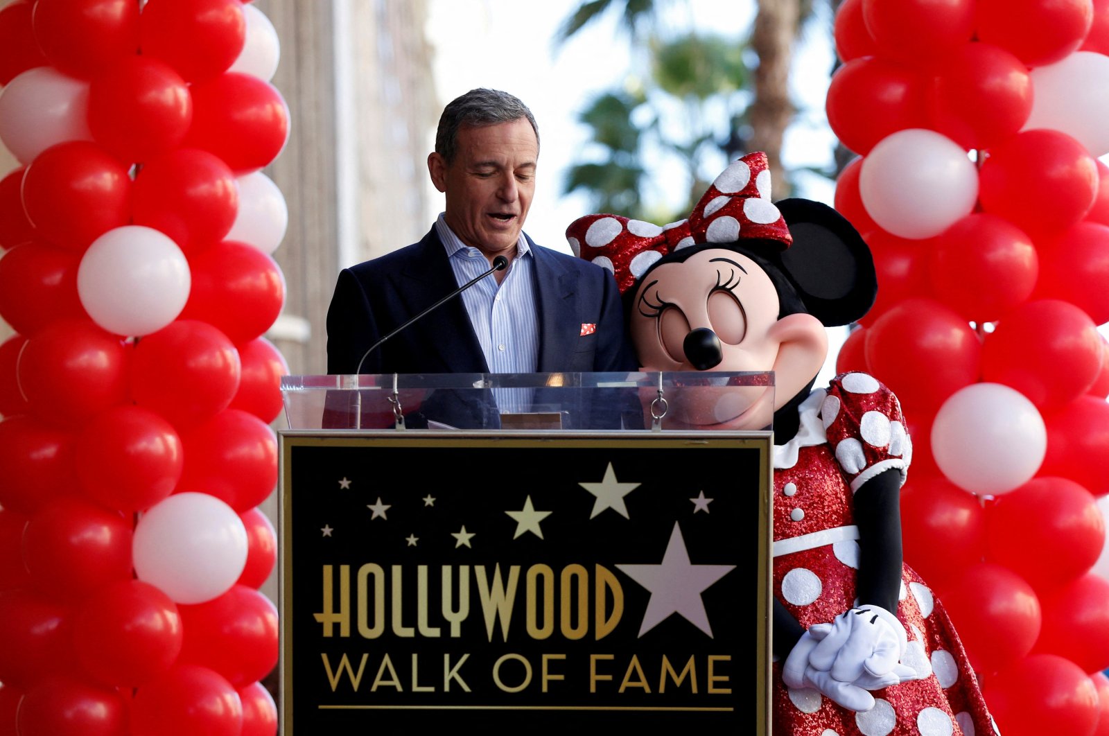 Bob Iger speaks next to the character of Minnie Mouse at the unveiling of her star on the Hollywood Walk of Fame in Los Angeles, California, U.S., Jan. 22, 2018. (Reuters Photo)