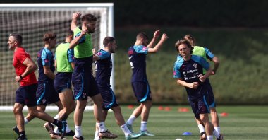 Croatia hold a community engagement event at Al Erssal Training Site 3, Doha, Qatar, Nov. 19, 2022. (Reuters Photo)