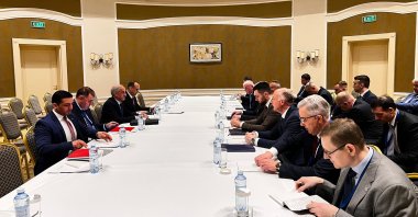 Turkish, Russian and Iranian delegations come together to discuss the Syria issue in Astana, Kazakhstan, Nov. 22, 2022. (AA Photo)