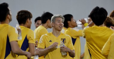 Japan's Takuma Asano trains at Al Sadd SC New Training Facilities 1, Doha, Qatar, Nov. 21, 2022. (Reuters Photo)