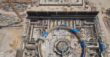 An aerial view showing the construction site of the Akkuyu NPP, Mersin, southern Türkiye, June 26, 2020. (Energy and Natural Resources Ministry via AA)
