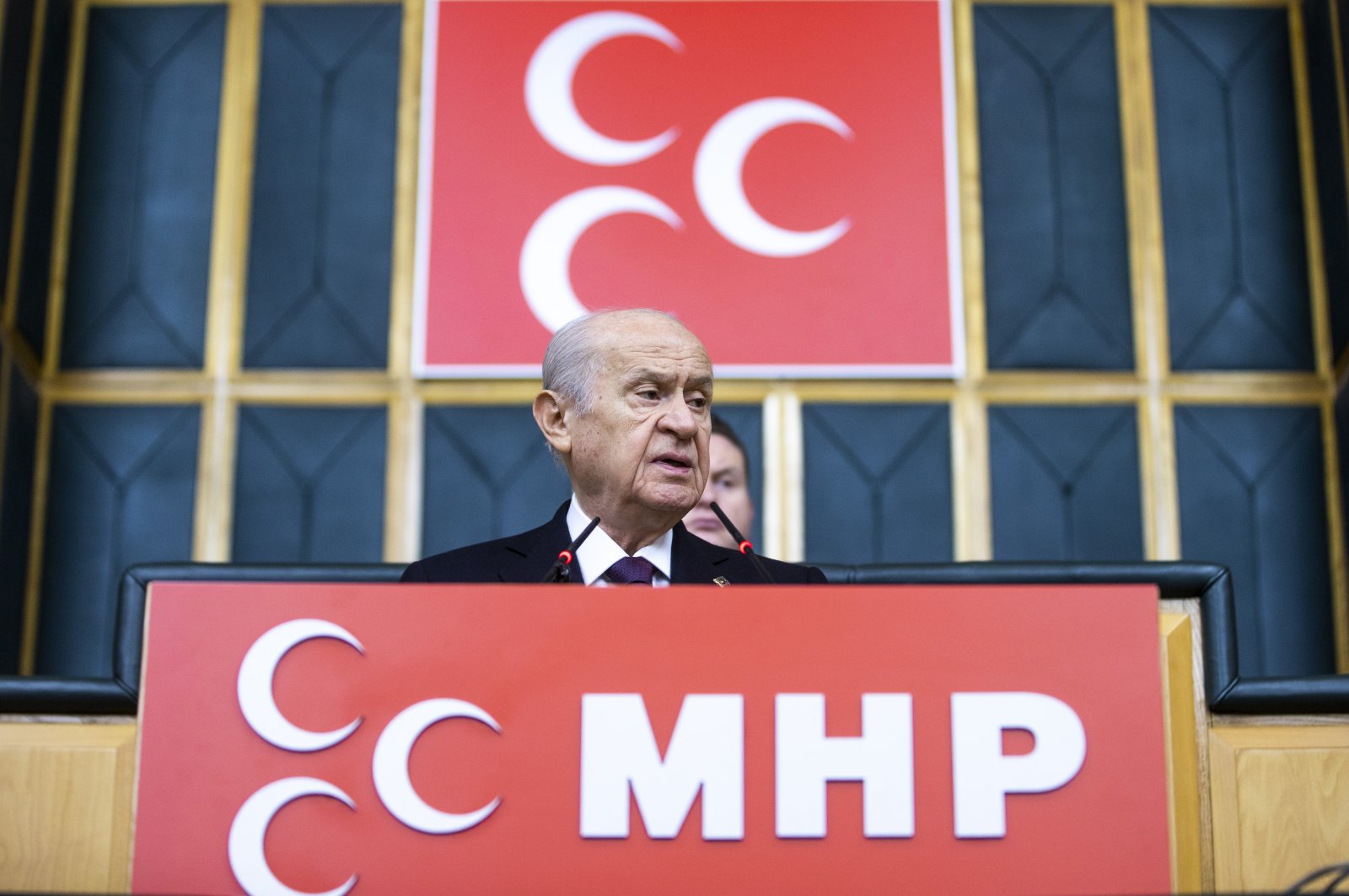 Nationalist Movement Party (MHP) leader Devlet Bahçeli speaks at Parliament in the capital Ankara, Türkiye, Nov. 22, 2022. (AA Photo)