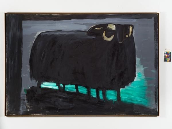 "Black Sheep at the Ocean" by Karl Horst Hödicke, 1982, polyester resin on canvas, 200 x 300 cm. (Photo courtesy of the artist and KÖNIG GALERIE)