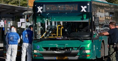 Israeli forensic experts and security forces work at the scene of an explosion in Jerusalem, Israel, Nov. 23, 2022. (AFP Photo)