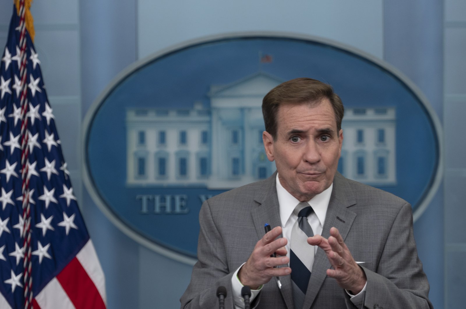 U.S. National Security Council coordinator for strategic communications, John Kirby, participates in a news briefing at the White House in Washington, D.C., U.S., on Oct. 26, 2022. (EPA Photo)