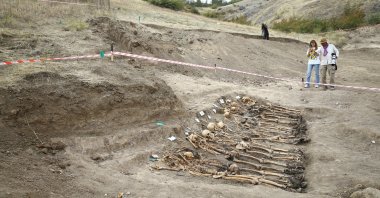 The mass grave discovered in the village of Edilli in Khojavend, Azerbaijan, Oct. 4, 2022. (AA Photo)