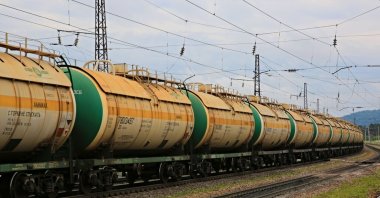 A railway train with tanks with gasoline ammonia is seen in Krasnoyarsk, Russia, July 2, 2022 (Shutterstock Photo)