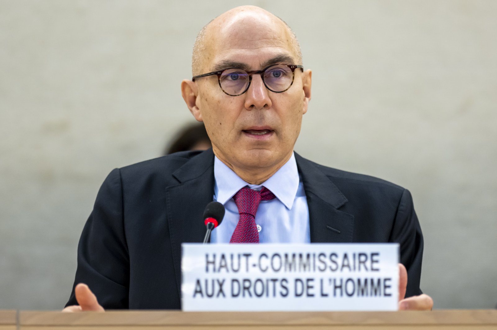 U.N. human rights chief Volker Türk speaks during a special session on the rights situation in Iran, Geneva, Switzerland, Nov. 24, 2022. (EPA Photo)
