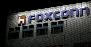 The logo of Foxconn is seen outside the company's building in Taipei, Taiwan, Nov.,10, 2022. (Reuters Photo)
