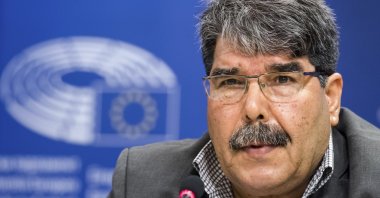 Senior PKK figure Salih Muslim addresses journalists at the European Parliament in Brussels, Belgium, Sept. 1, 2016. (AP Photo)