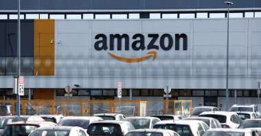 The logo of Amazon is seen at the company's logistics center in Bretigny-sur-Orge, near Paris, France, Nov. 25, 2022. (Reuters Photo)