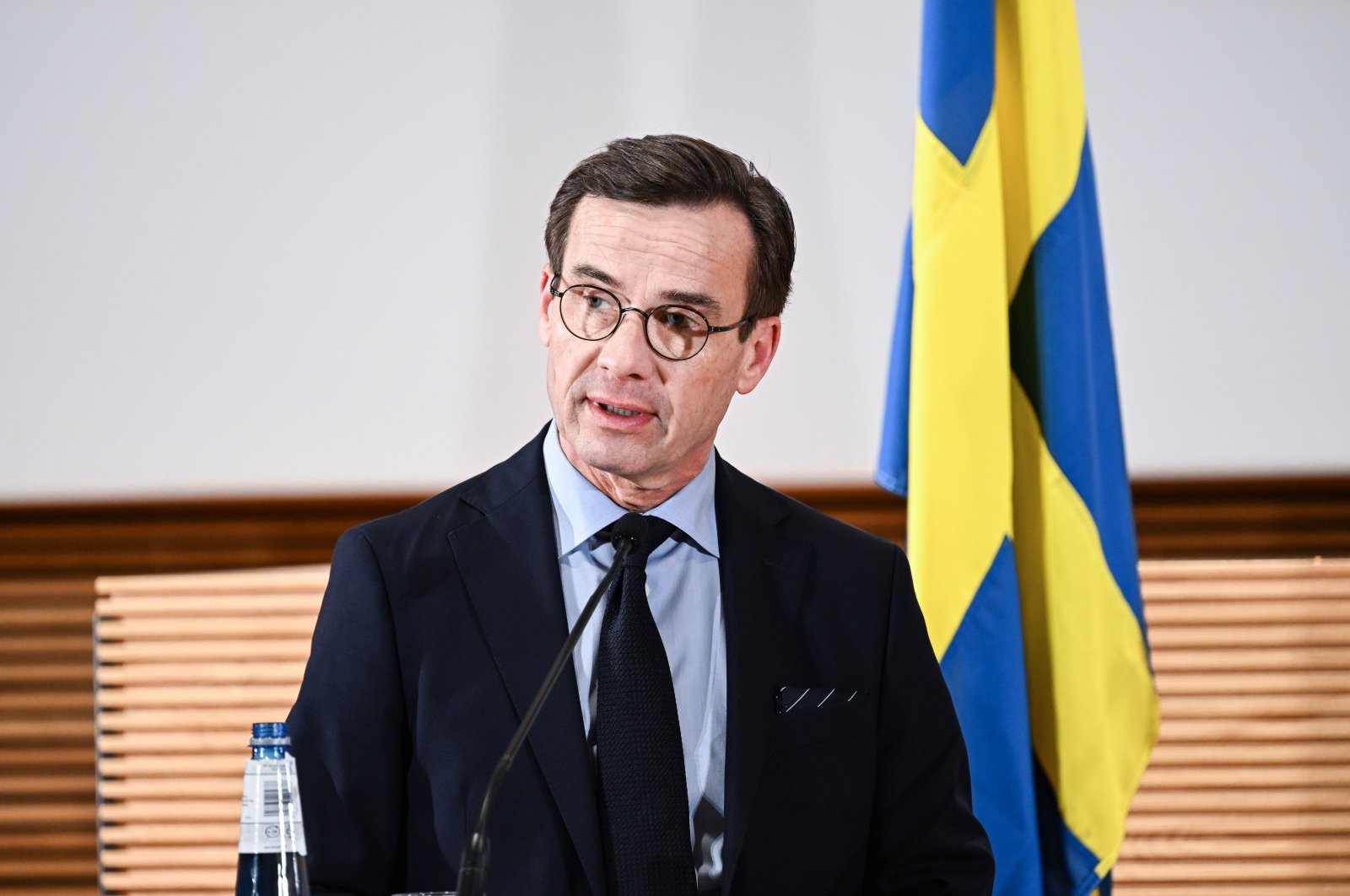 Sweden&#039;s Prime Minister Ulf Kristersson speaks at the Riksdag, the Swedish parliament, in Stockholm, Sweden, Nov. 24, 2022. (IHA Photo)