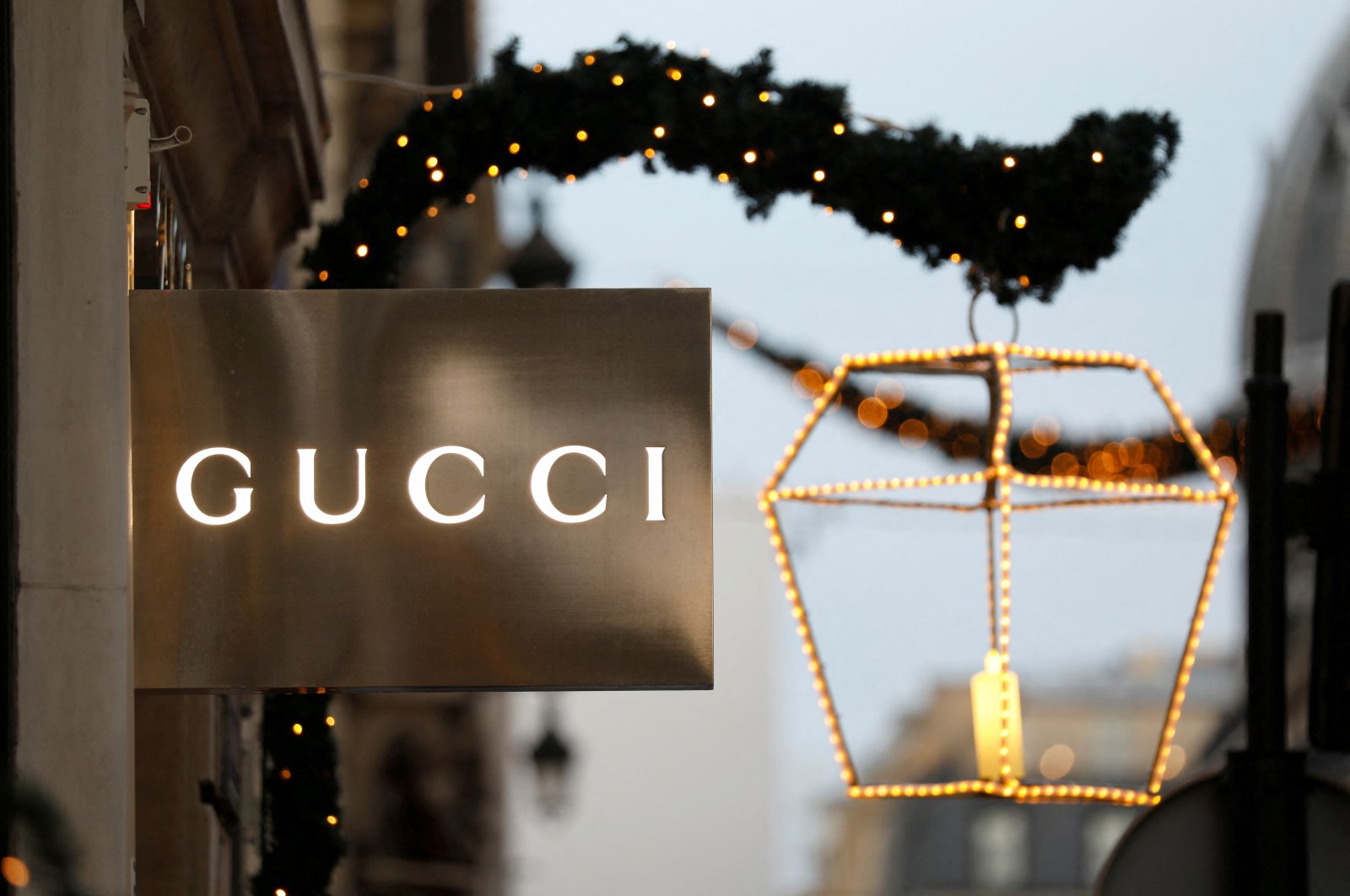 A Gucci sign is seen outside a shop in Paris, France, Dec., 18, 2017. (Reuters Photo)