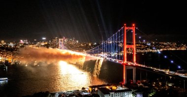 A light show organized by the Culture and Tourism Ministry in honor of Republic Day in Istanbul, Türkiye, Oct. 29, 2022. (AA Photo)