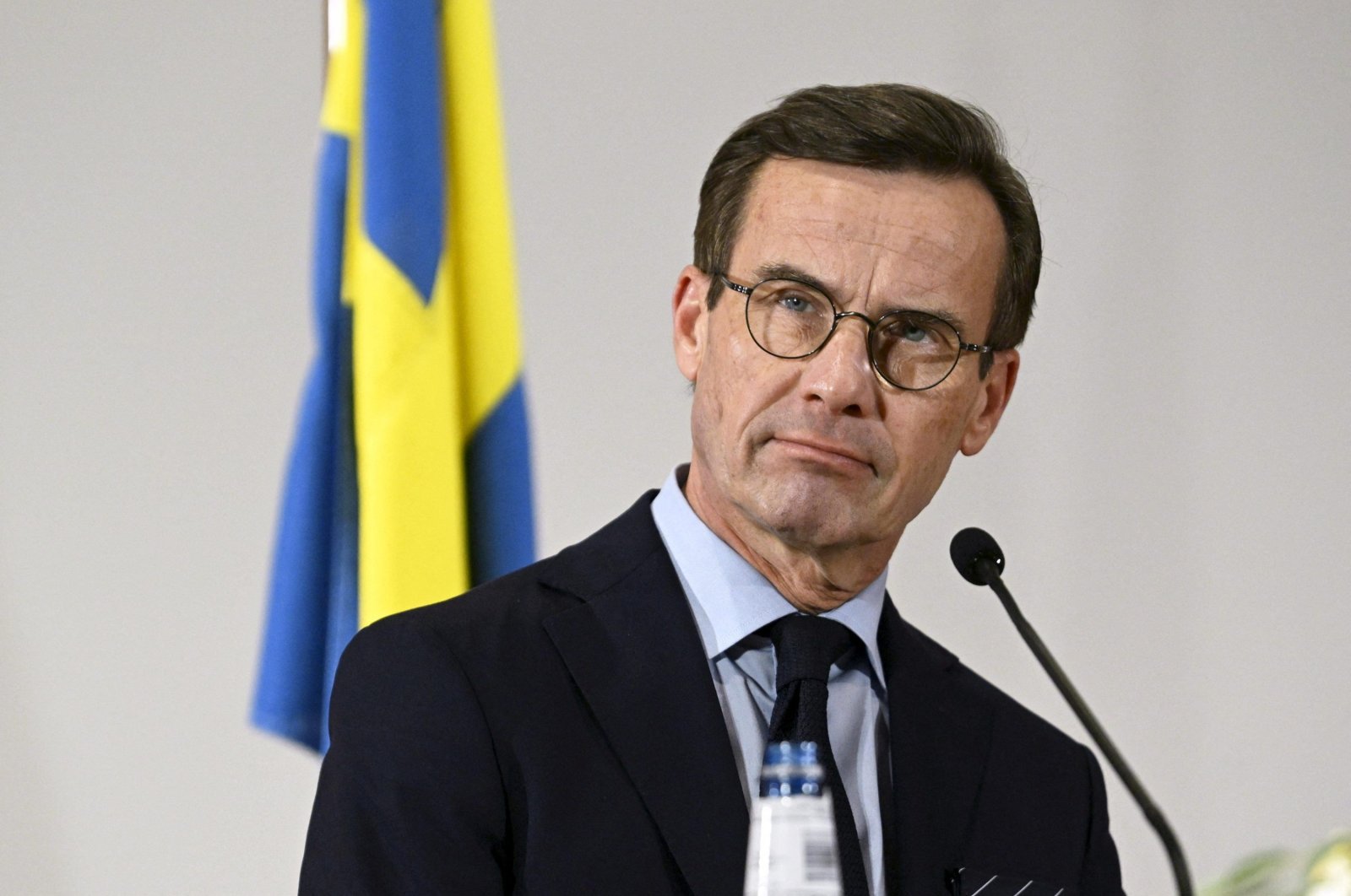 Sweden&#039;s Prime Minister Ulf Kristersson attends a press conference after the meeting of prime ministers and heads of government during the 74th Ordinary Session of the Nordic Council in Helsinki, Finland, Nov. 1, 2022. (AFP Photo)