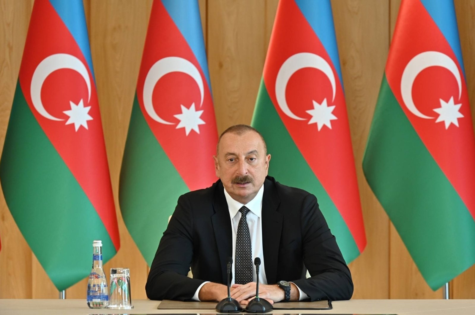 Azerbaijan&#039;s President Ilham Aliyev is seen during a speech in Baku, Azerbaijan, July 16, 2022. (IHA Photo)