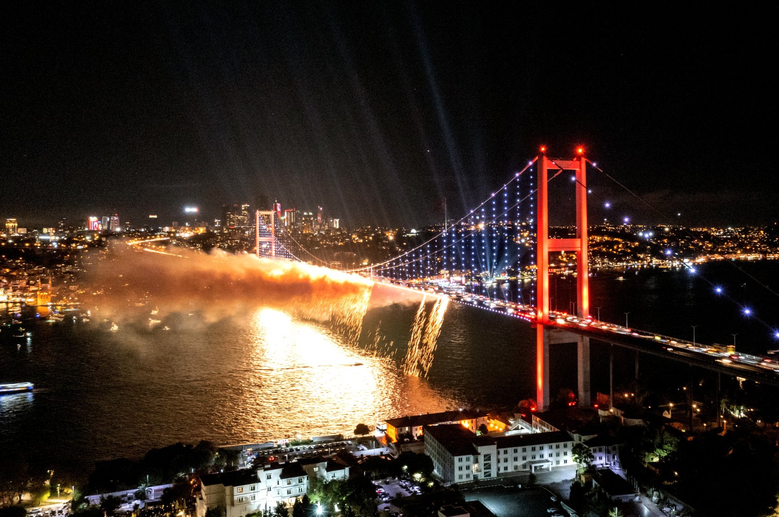 A light show organized by the Culture and Tourism Ministry in honor of Republic Day in Istanbul, Türkiye, Oct. 29, 2022. (AA Photo)