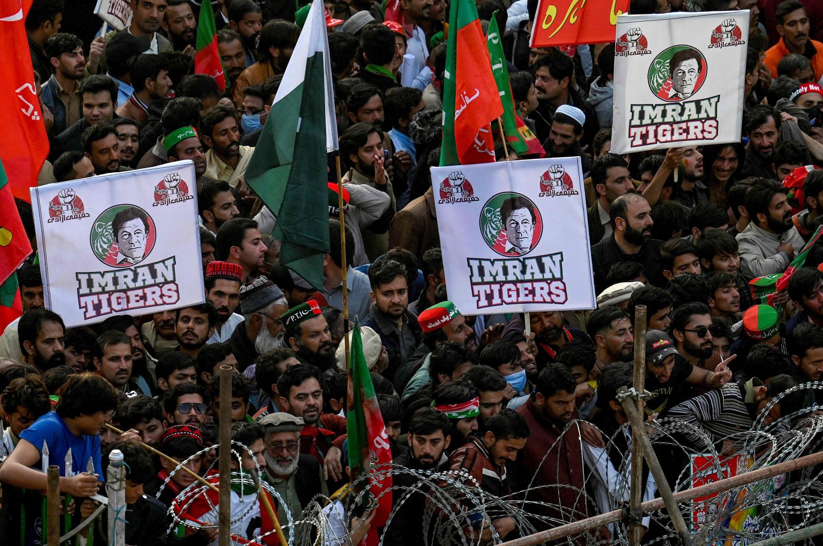 Supporters of former Pakistan&#039;s Prime Minister Imran Khan attend an anti-government rally in Rawalpindi, Pakistan, Nov. 26, 2022. (AFP Photo)