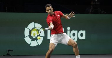 Canada&#039;s Felix Auger-Aliassime in action during his match in the final against Australia&#039;s Alex De Minaur at the Palacio de los Deportes Jose Maria Martin Carpena, Malaga, Spain, Nov. 27, 2022. (Reuters Photo)
