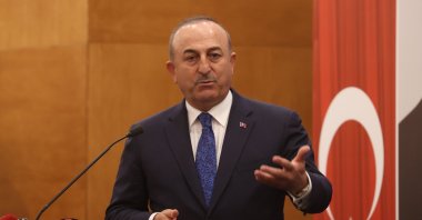 Foreign Minister Mevlüt Çavuşoğlu speaks during a meeting, Van, Türkiye, Nov. 25, 2022. (AA Photo)